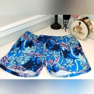 Ike By Ike Behar Dresden Blue Palm Tree Quick Dry Swim Trunks Size L NWT